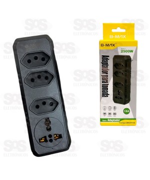 Adaptador 3 Tomadas Sem Fio B-Max BM-8701B