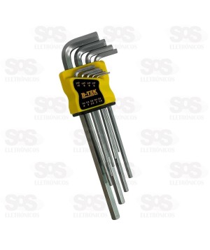 Kit Chave Allen 1,5 a 10mm Com 9 Peças B-Tek BT-524