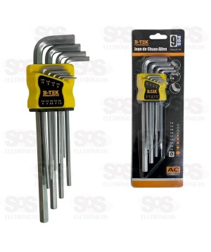 Kit Chave Allen 1,5 a 10mm Com 9 Peças B-Tek BT-524