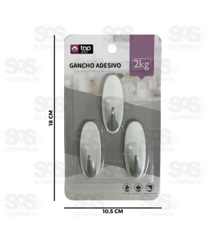 Ganchos Multiuso Adesivo 3 Unidades Top Útil TOP2002