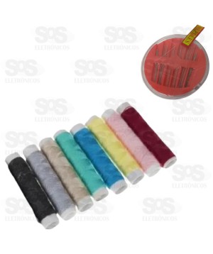 Kit Costura Com 8 Linhas e 10 Agulhas TOP1073