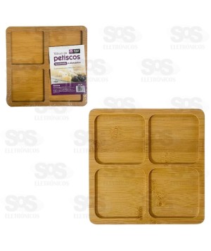 Tábua Para Petiscos 4 Divisórias MDF Top Útil TOP2106