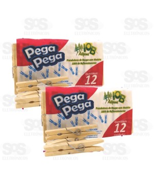 Prendedor de Roupa de Madeira com Mola 12 Unidades 02