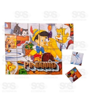 Quebra-Cabeça Pinóquio 24 Peças e Estojo em Madeira IOB 101