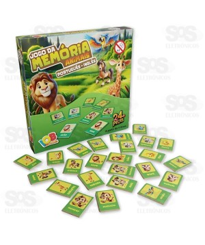 Jogo Da Memória Animais 24 Peças Português-Inglês IOB 05