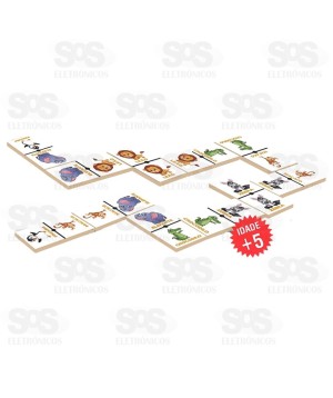 Dominó Animais 28 Peças de Madeira IOB 55