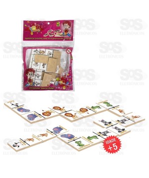 Dominó Animais 28 Peças de Madeira IOB 55