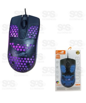 Mouse Gamer 2400 DPI Com Fio USB RGB Eletrmex EL-2111