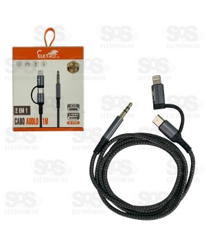 Cabo de Áudio Auxiliar 2 em 1 Type C/Iphone EL-3145