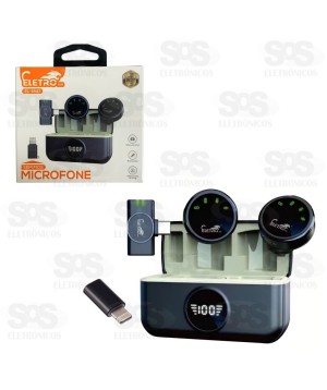 Microfone De Lapela Sem Fio Type C Com Adaptador Lightning EL-1847