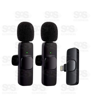 Microfone De Lapela Duplo Sem Fio Lightning Eletromex EL-1822