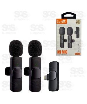 Microfone De Lapela Duplo Sem Fio Lightning Eletromex EL-1822