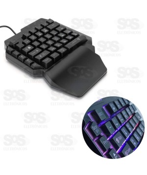 Teclado Semi Mecânico De Uma Mão Com Apoio Gamer RGB EL2109