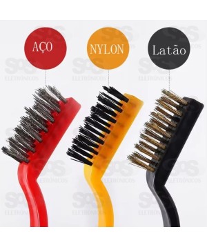 Kit 3 Escovas De Limpeza Aço/Nylon/Latão Onyx 5187