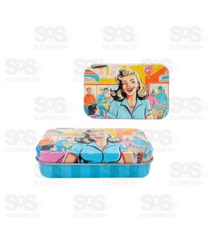 MIni Lata Estampada Retangular 9,5x6cm em Metal Livon 6311 6313