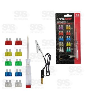 Kit Fusível 12 Peças Com Chave Teste e Garra TroyaTools TRY-0033