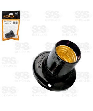 Bocal Termoplástico Fixo De Teto Preto Foxlux 24.52