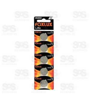 Bateria Moeda 2032 3V Cartela Com 5 Unidades Foxlux 95.10