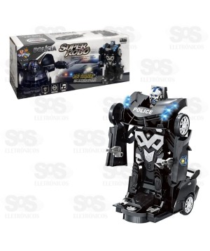 Carro de Polícia Transformers Bate e Volta Toy King TK-1259
