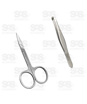 Kit Pinça Depilatória e Tesoura 356-10
