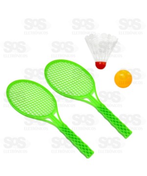 Kit com 2 Raquete Peteca e Bolinha Toy King TK-0166