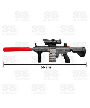 Metralhadora Com Tambor Lança Dardos Toy King TK-AB6581