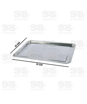 Bandeja Retangular Aço Inox 31x21CM 20124