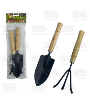 Kit Jardim Pá e Rastelo Com Cabo de Madeira 20018