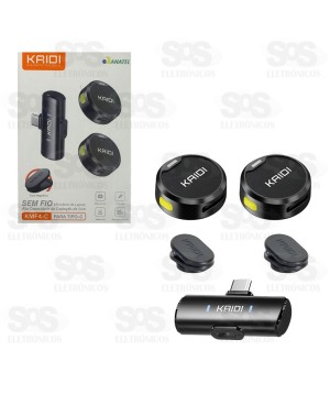 Microfone De Lapela Duplo Sem Fio Type C Kaidi KMF4-C