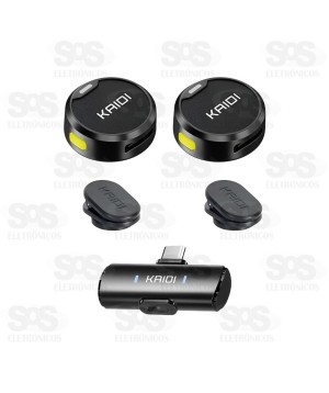 Microfone De Lapela Duplo Sem Fio Type C Kaidi KMF4-C