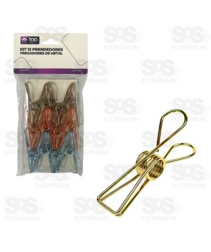 Conjunto 12 Prendedores de Metal Coloridos Top Útil TOP0928