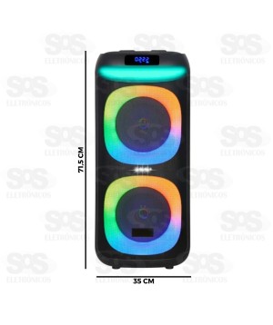 Caixa De Som Potente Com 2 Microfones e Controle GP-1908