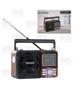 Rádio Retrô Portátil 3W Bluetooth Ministar MS-3303BR
