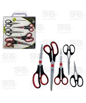 Kit 5 Tesouras Multiuso 5,5/6,5/7/8,5/9,75 Polegadas HM-137