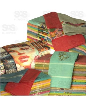 Toalha de Lavabo 26 x 45cm Cores e Estampas Variadas Palma Luzani