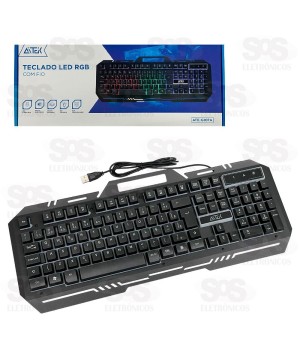 Teclado LED RGB Com Fio USB Aitek ATE-G107A