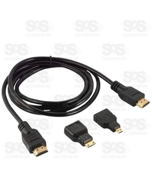 Cabo HDMI 3 em 1 Com Adaptador Mini e Micro 1.5 Metros IT-Blue LE-6623