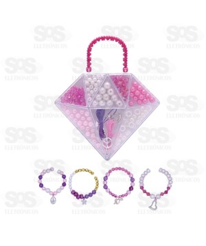 Kit Miçangas Bracelete e Colar Polibrinq MK56