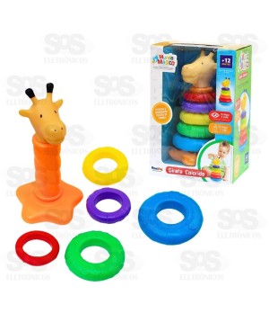 Brinquedo Argolas Girafa Colorida Homeplay 6450
