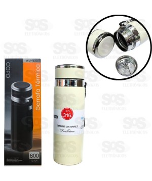 Garrafa Térmica 800ml Dupla Camada Cores Variadas WU-533