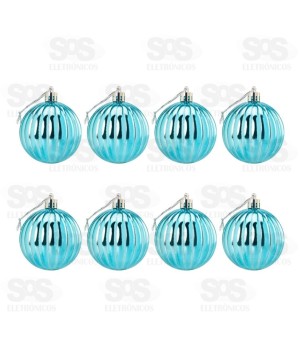 Kit 8 Bolas De Natal 6CM Azul BOL1552A