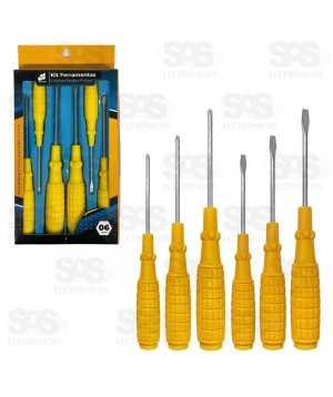 Kit De Chaves Fenda/Philips 6 Peças BAR-316001-22