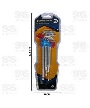 Kit Chave Torx T10 a T50 Com 9 Peças BAR-313002-6