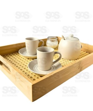 Bandeja MDF Retangular Fundo de Treliça 39x28cm Top Útil TOP2174