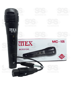 Microfone Com Fio 3 Metros Mex MC-105