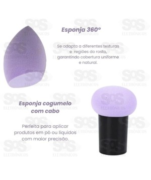 Kit Pincel Mágico Com 3 Esponjas Para Base B-Max BM-F1650