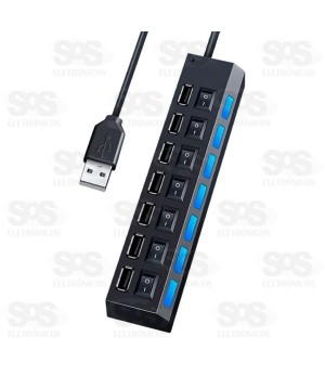 Hub 7 Portas USB 2.0 Com LED B-Max BM-8638