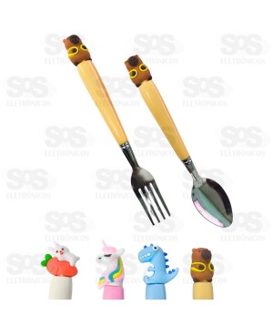 Kit Garfo e Colher Infantil Caerus CRS-2409
