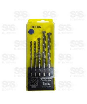 Kit De Broca Para Parede 5 Peças 4-10MM B-Tek BT-589