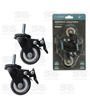 Rodízio Giratório Com Freio 2 Peças Luatek LWJ-PC1915